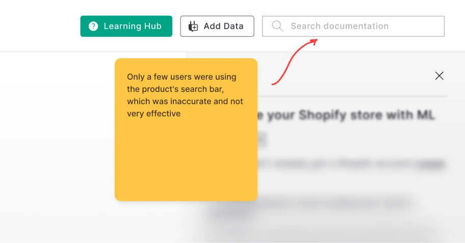 The documentation search bar within the SQL editor was underutilized by users due to its inaccuracy and inefficiency.