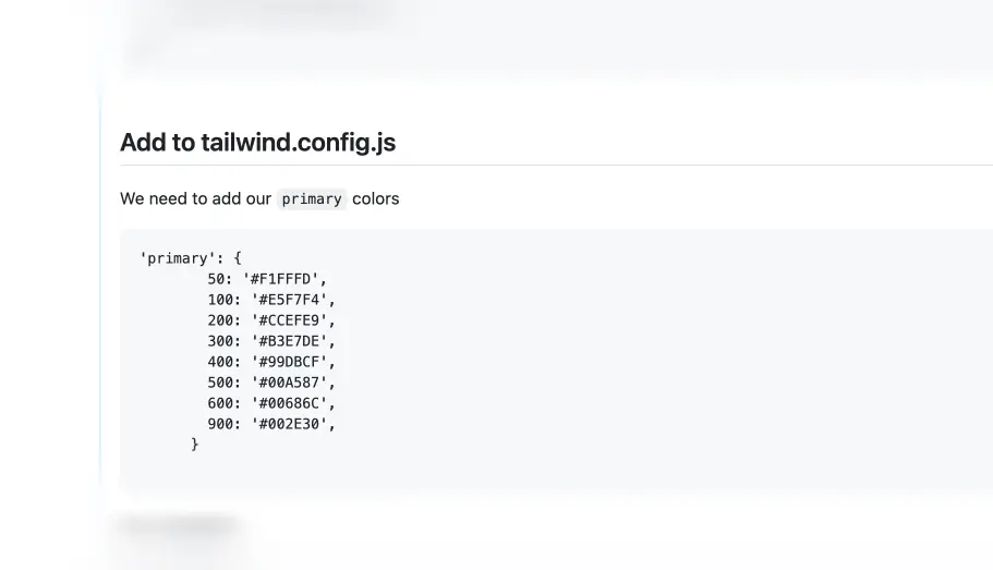 tailwindcss config to developers for implementation